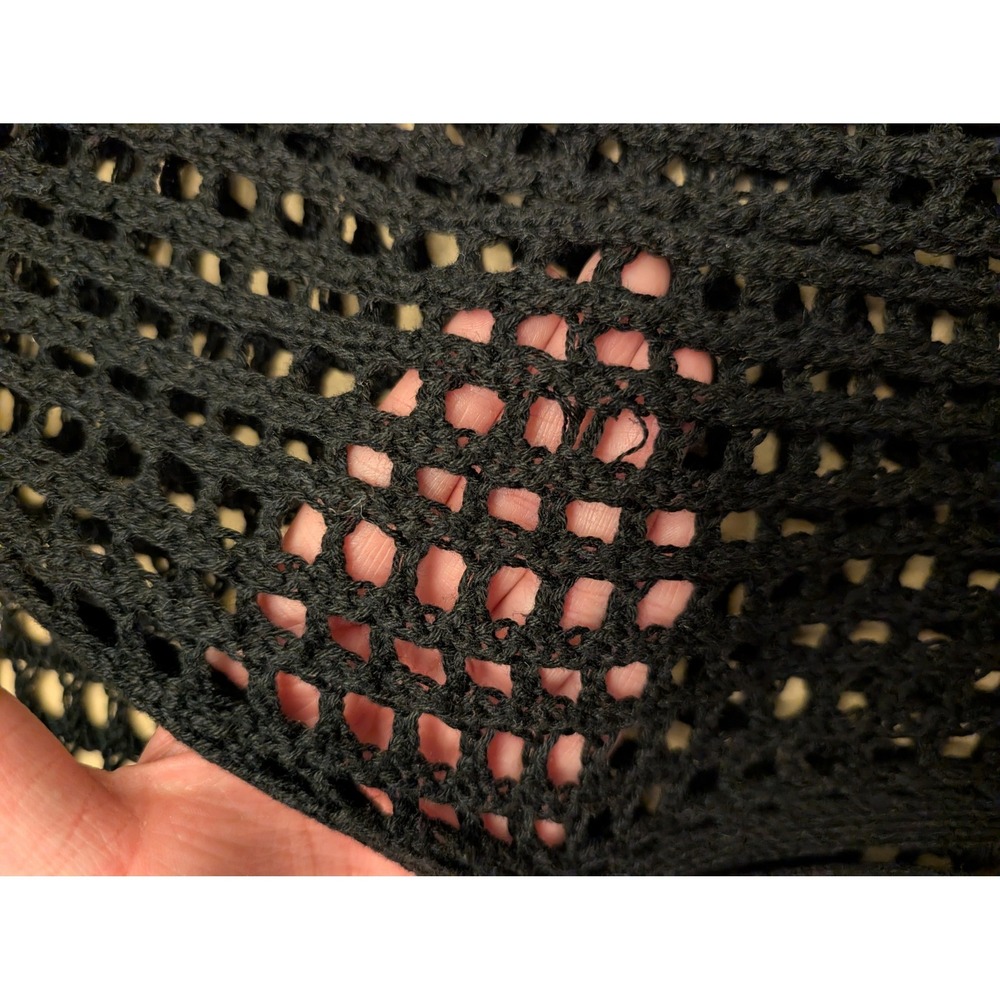 Ecote Black Crochet Knit Tie Front Long Sleeve Cardigan Sweater Women Size S - Picture 2 of 4
